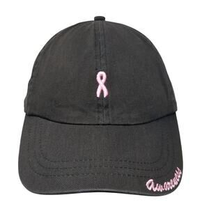 Cancer Awareness Strapback Baseball Cap Black One Size Adjustable Pink Stuff